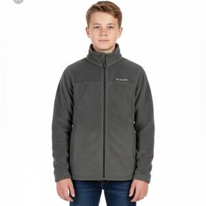 Columbia Charcoal Grey Warm Cozy Comfortable Fleece Jacket Youth Size XL 18/20